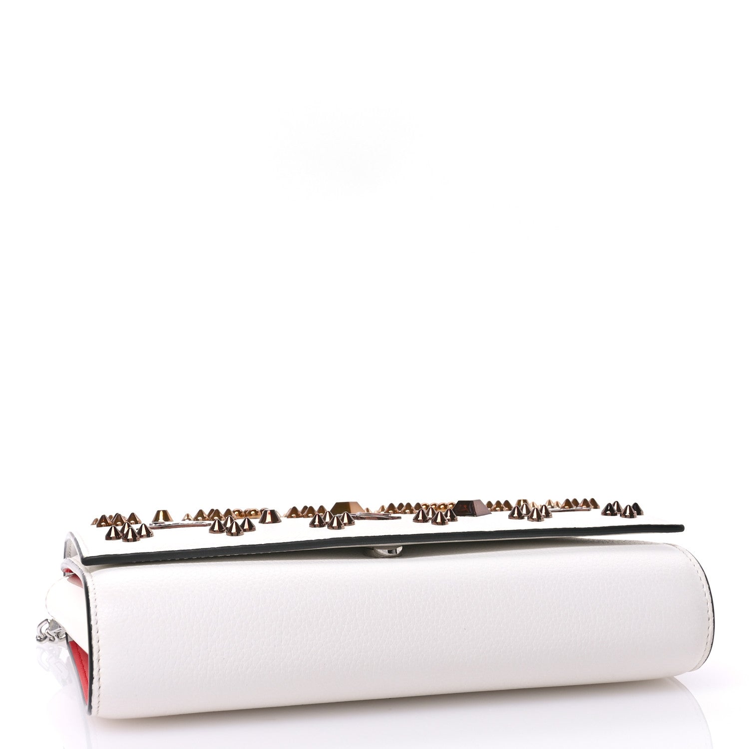 Christian Louboutin Calfskin Spikes Loubinthesky Paloma Clutch Snow 3 of 9