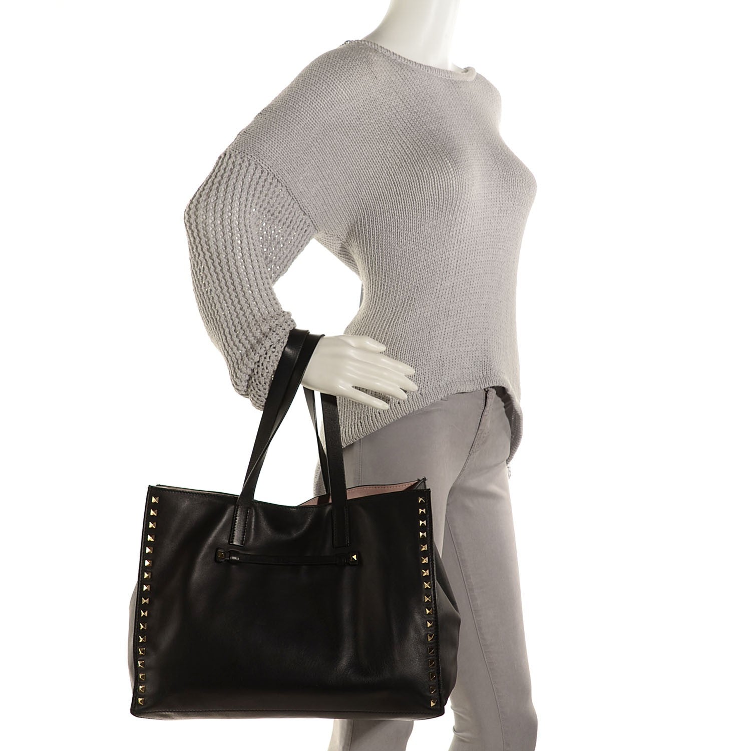 Valentino Garavani Nappa Large Rockstud Soft Tote Black 2 of 9