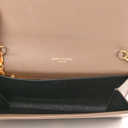 Saint Laurent Grain De Poudre Monogram Uptown Chain Wallet Taupe 6 of 13