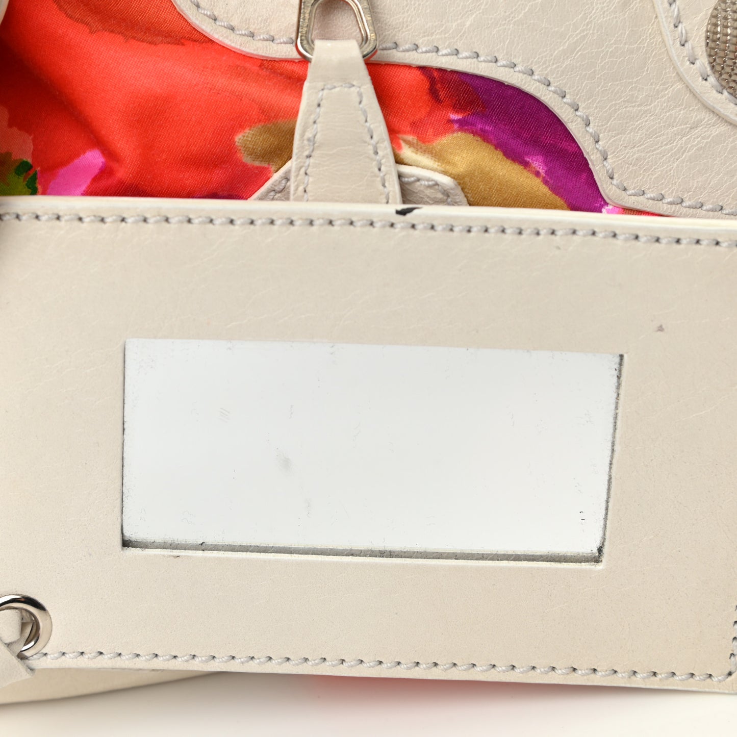 Agneau Canvas Floral Giant 21 Silver Hardware City White