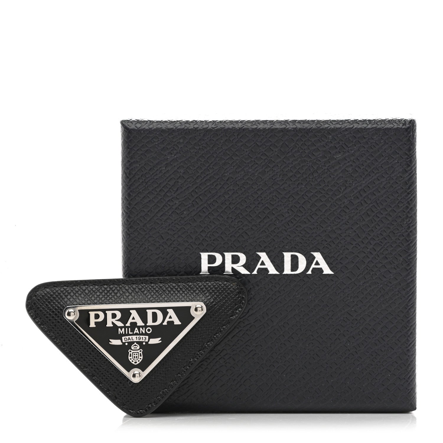 Prada Saffiano Enamel Logo Triangle Pin Black 4 of 4