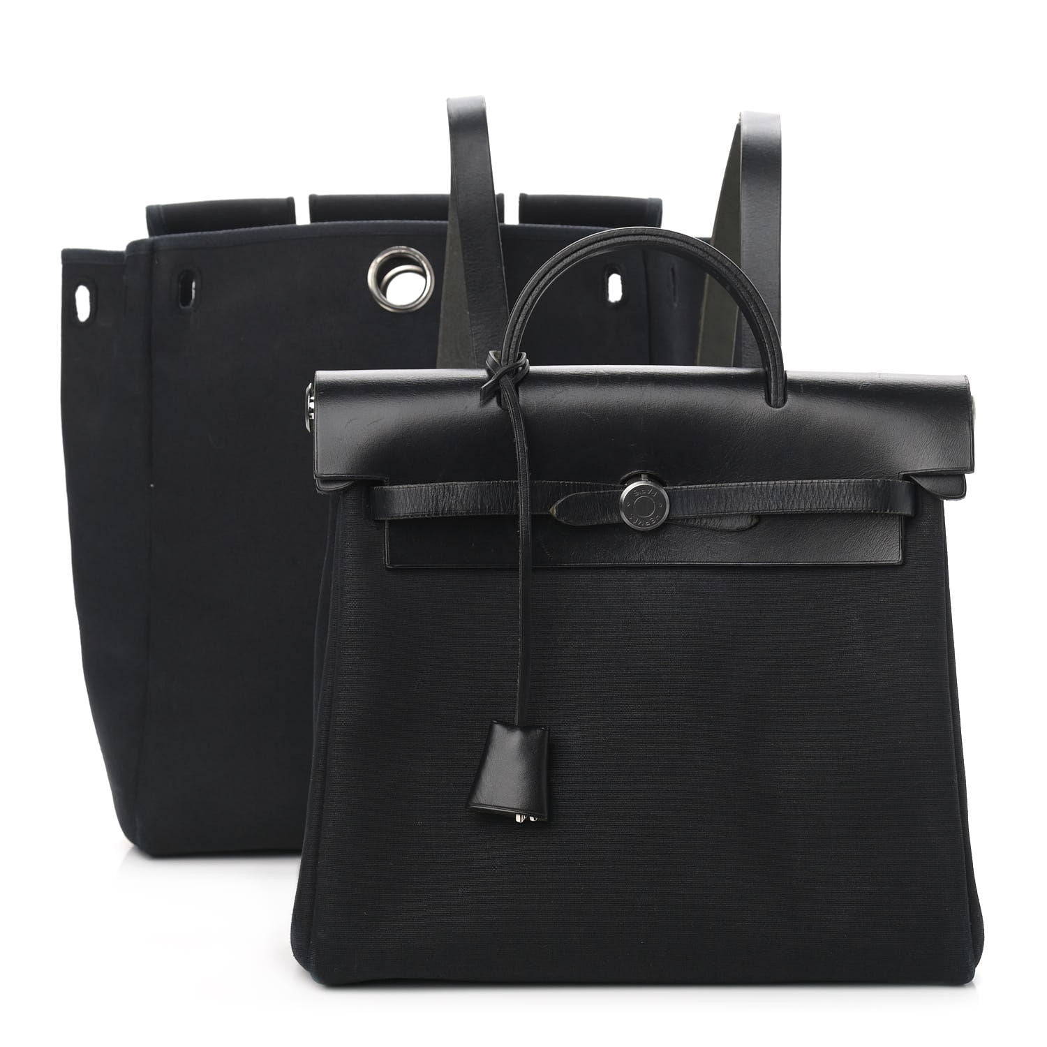 Hermes Toile Vache Calfskin Herbag 30 PM Backpack Black 2 of 16