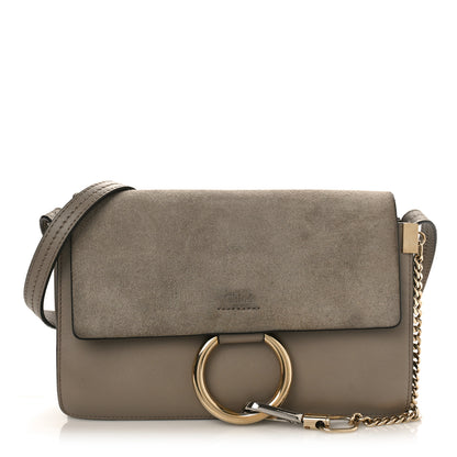 Chloe Suede Calfskin Small Faye Shoulder Bag Motty Grey 1 of 10
