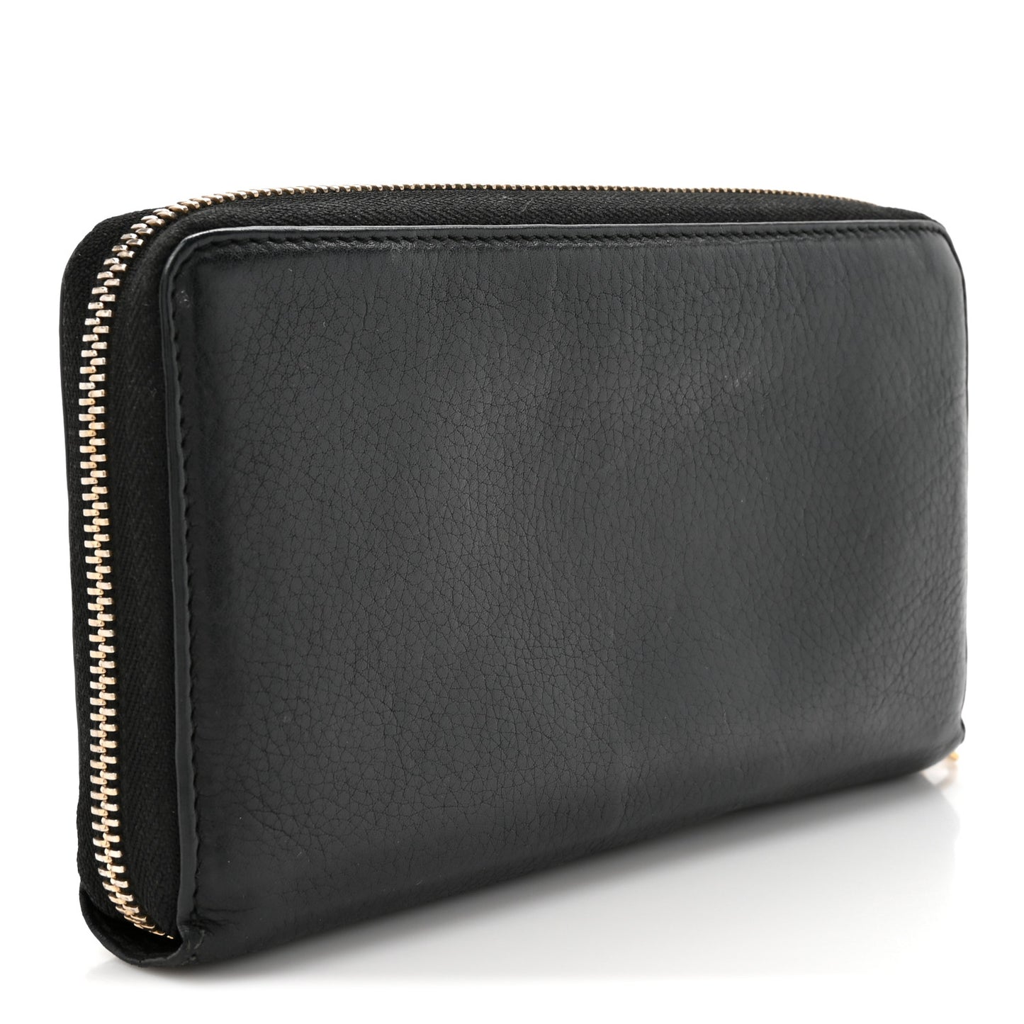 Pebbled Calfskin Soho Zip Around Wallet Black