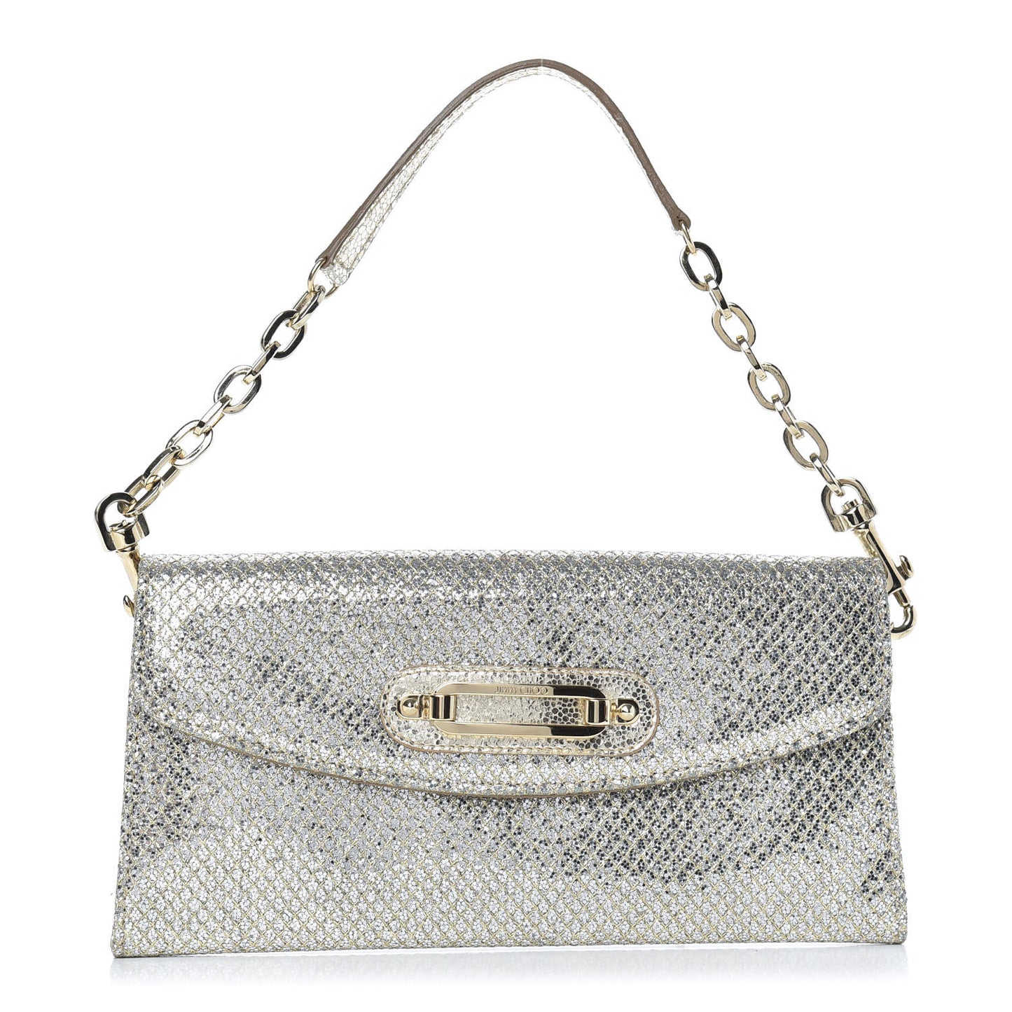Glitter Fabric Large Riane Clutch Champagne