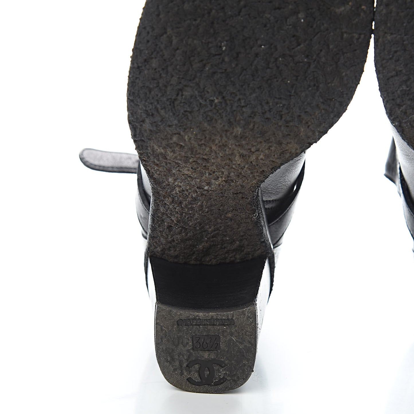 Lambskin CC Buckle Short Boots 36.5 Black