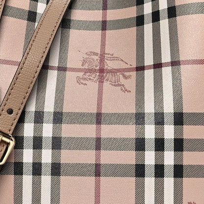 Burberry Haymarket Check Colours Small Lorne Bucket Crossbody Camel 6 of 9