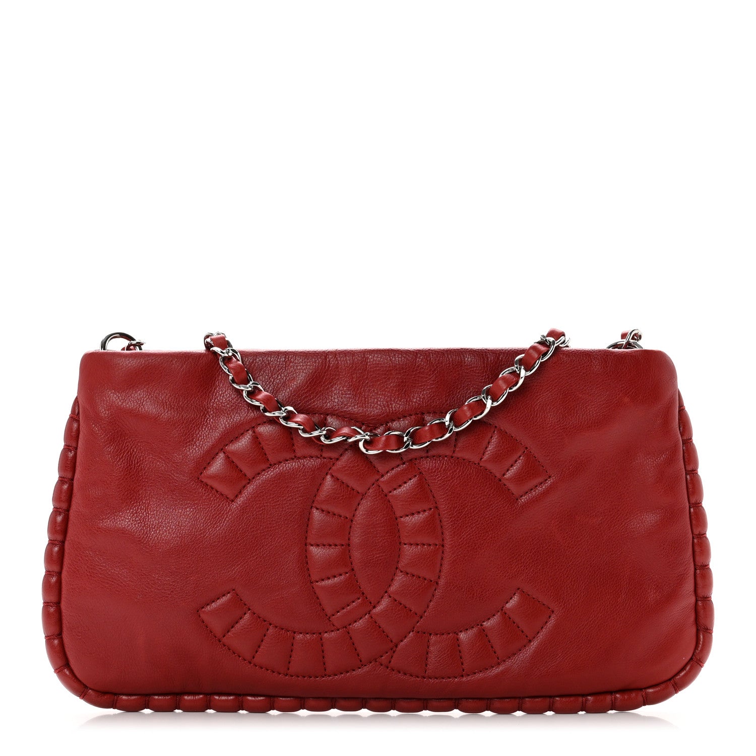 Chanel Calfskin On The Bund Pochette Dark Red 1 of 7