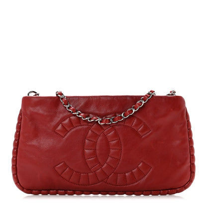 Chanel Calfskin On The Bund Pochette Dark Red 1 of 7