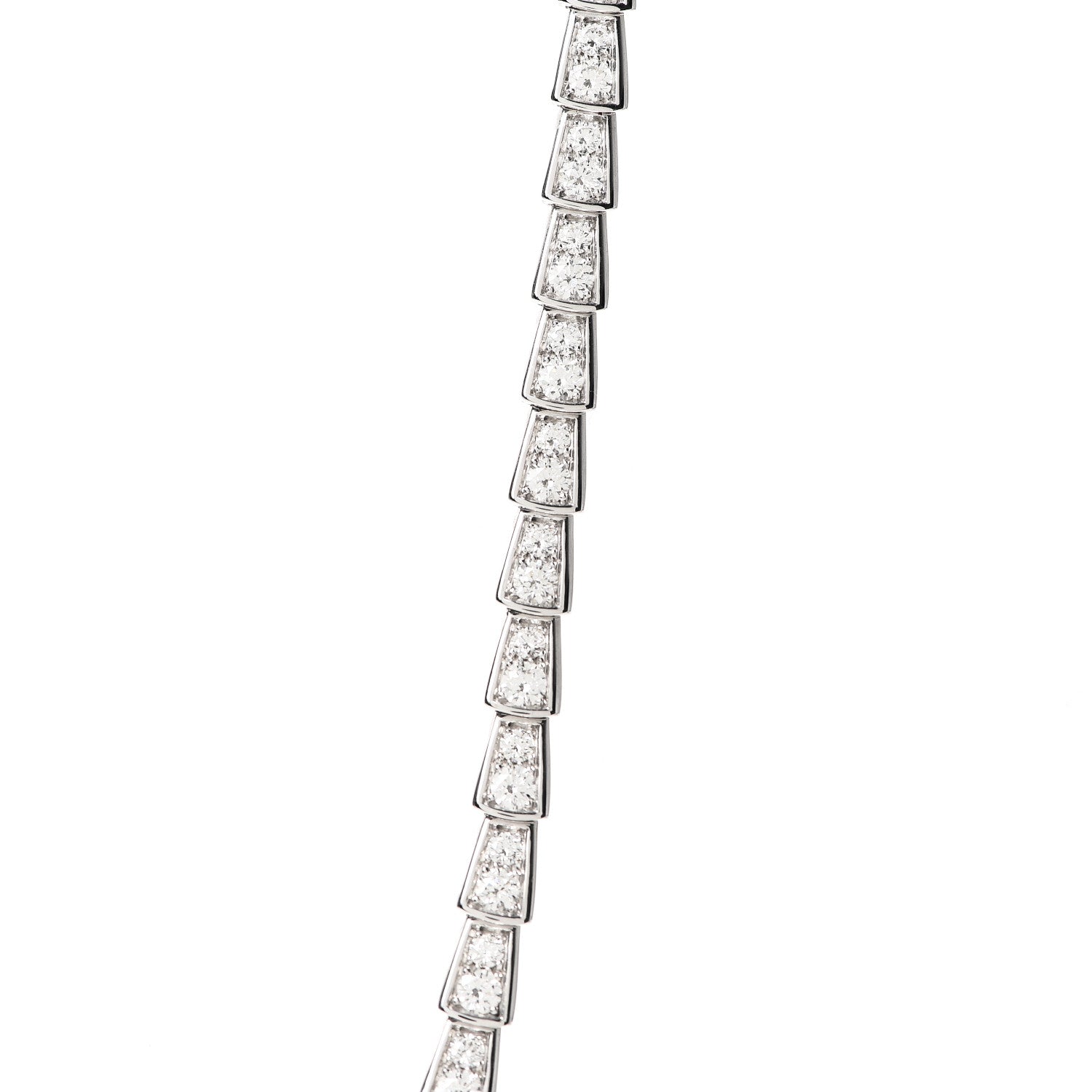 Bulgari 18K White Gold Diamond Serpenti Viper Slim Pave Necklace 6 of 16