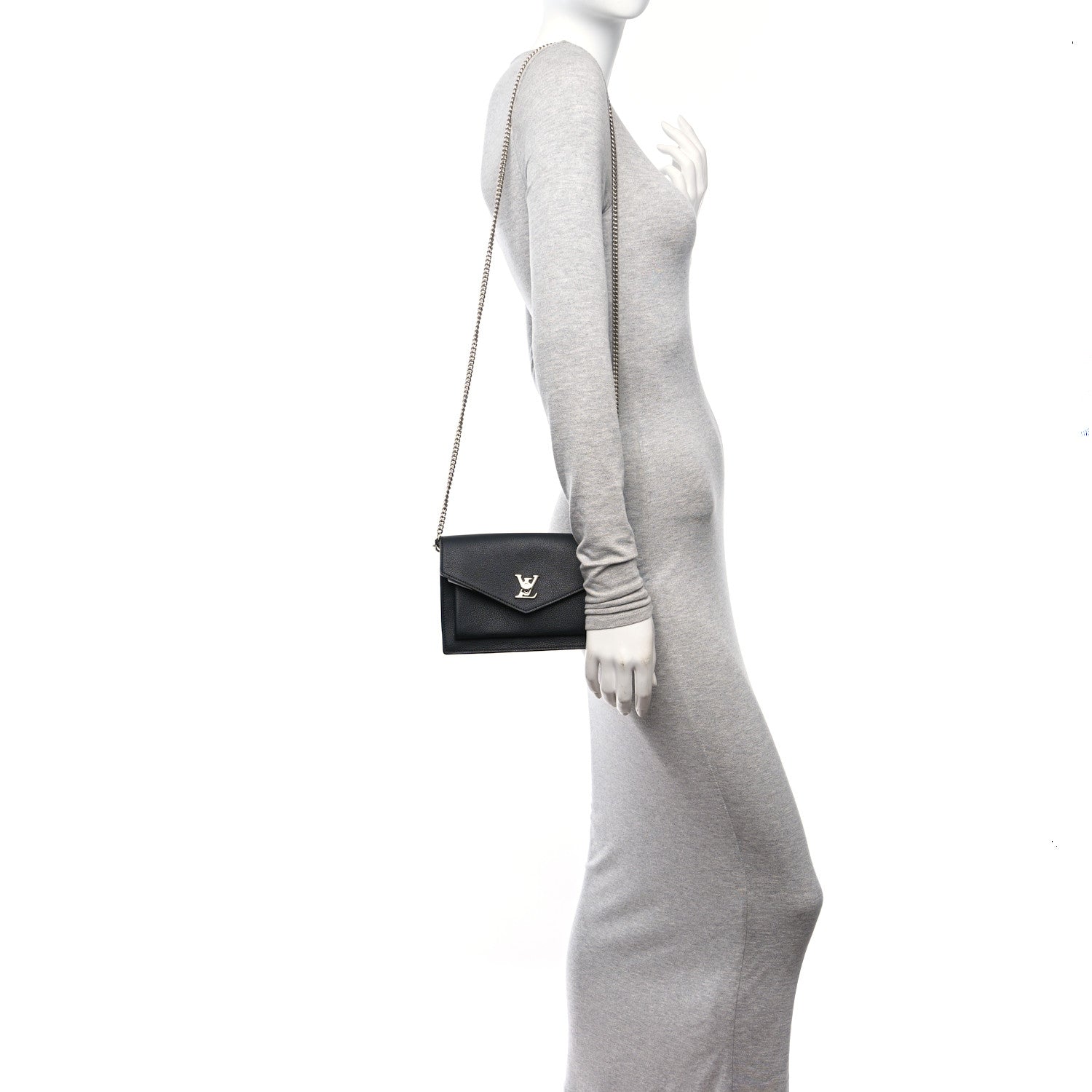 Louis Vuitton Calfskin My Lockme Chain Pochette Black 2 of 14