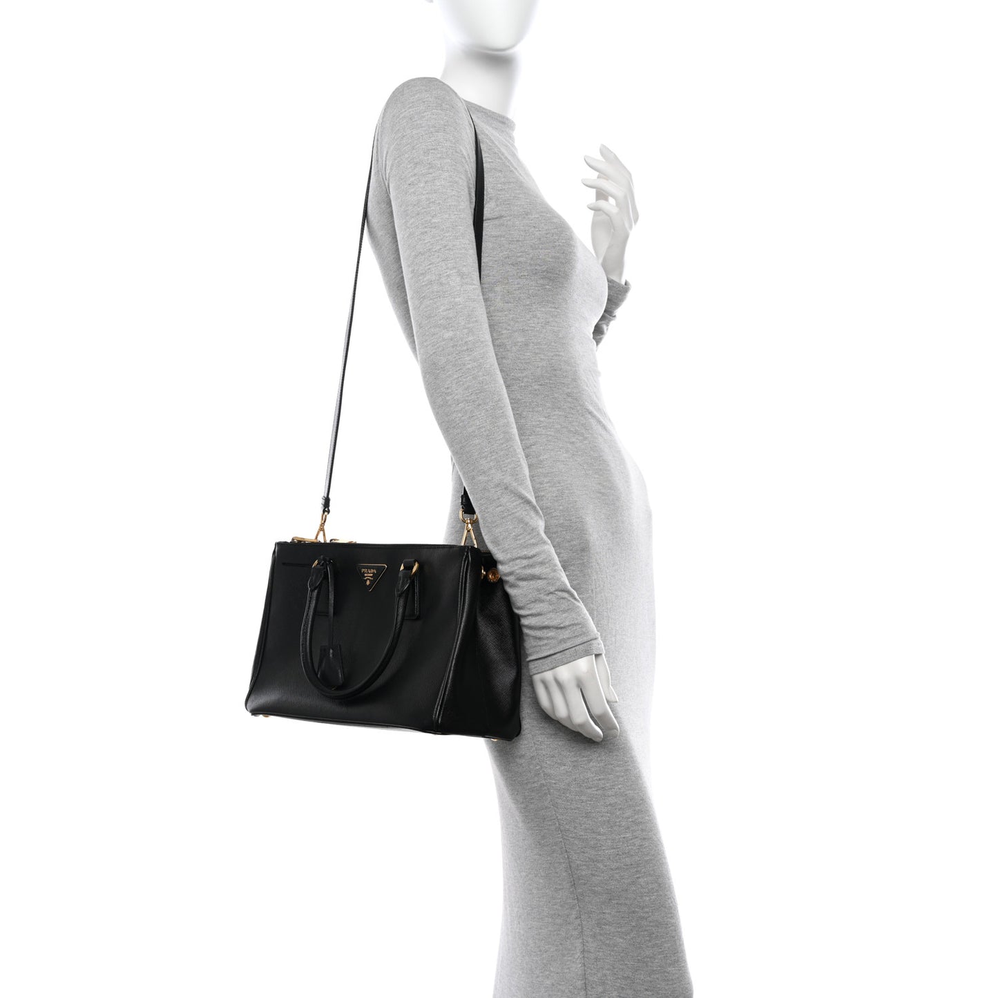 Saffiano Small Galleria Double Zip Tote Black