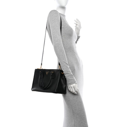 Prada Saffiano Small Galleria Double Zip Tote Black 2 of 11