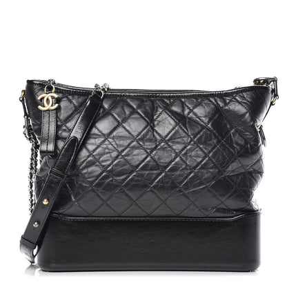 Chanel Aged Calfskin Quilted Large Gabrielle Hobo Black 1 of 9