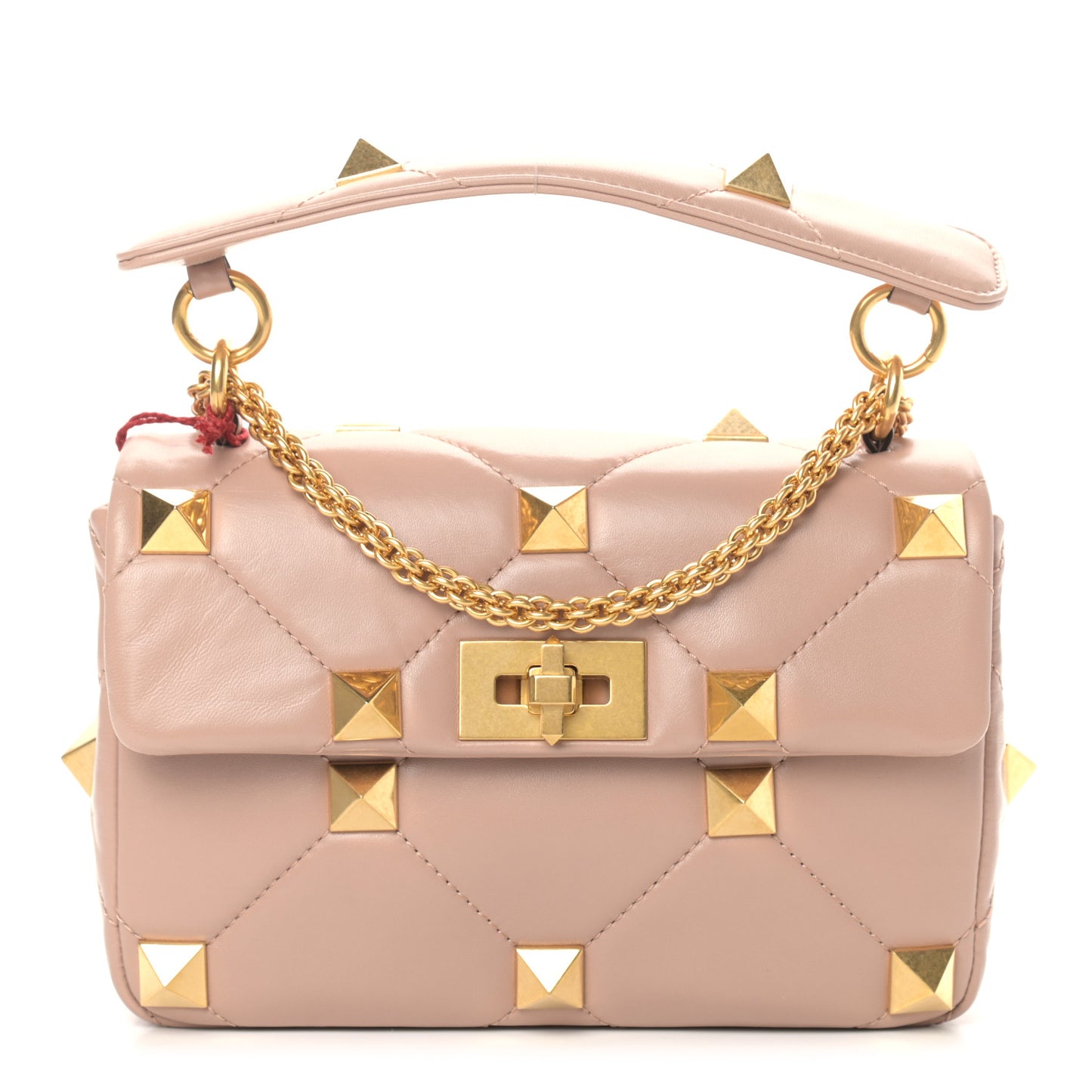 Nappa Medium Roman Stud Shoulder Bag Rose Cannelle