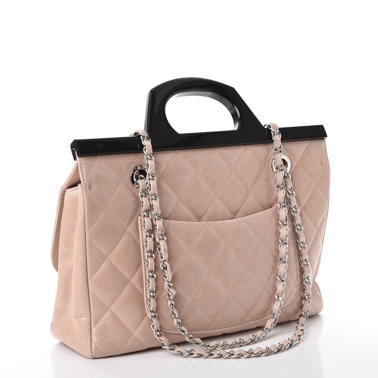 Glazed Calfskin Quilted Small CC Delivery Tote Light Pink