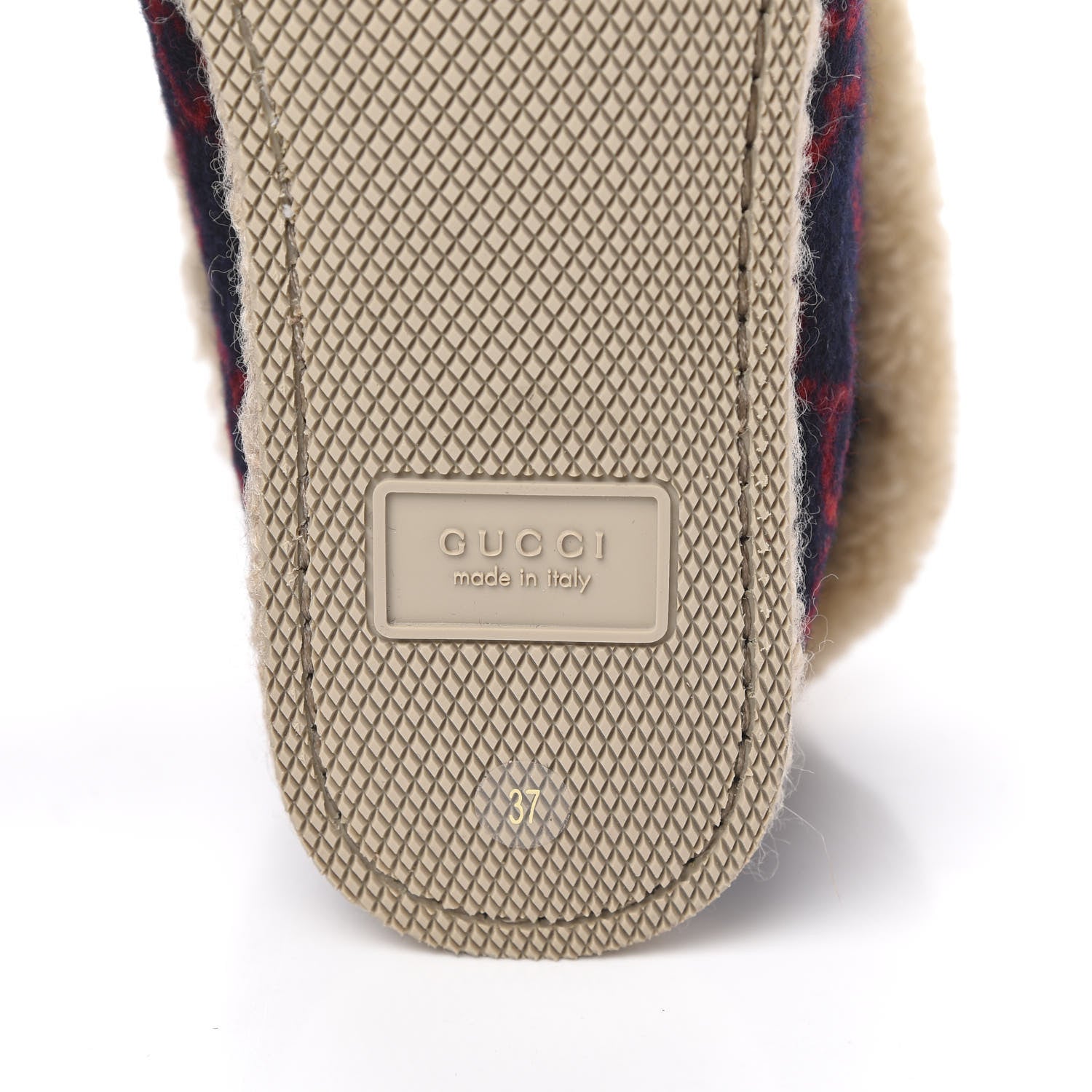 Gucci Covered Wool GG Monogram Womens Fria Horsebit Ankle Boots 37 Blue Red Butterscotch 6 of 8