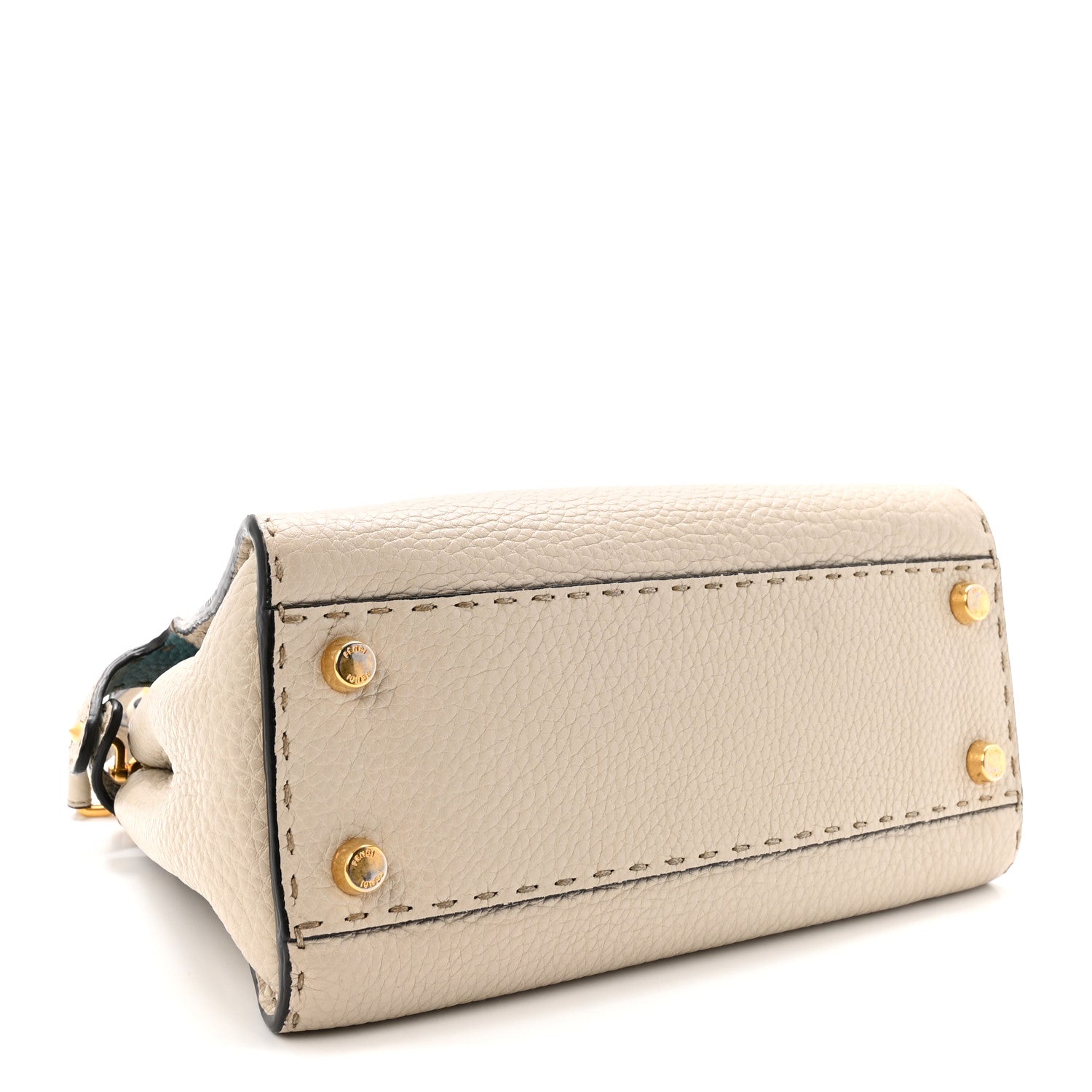 Fendi Cuoio Romano Selleria Bi-Color Mini Peekaboo Iconic Satchel Beige Blue 4 of 9