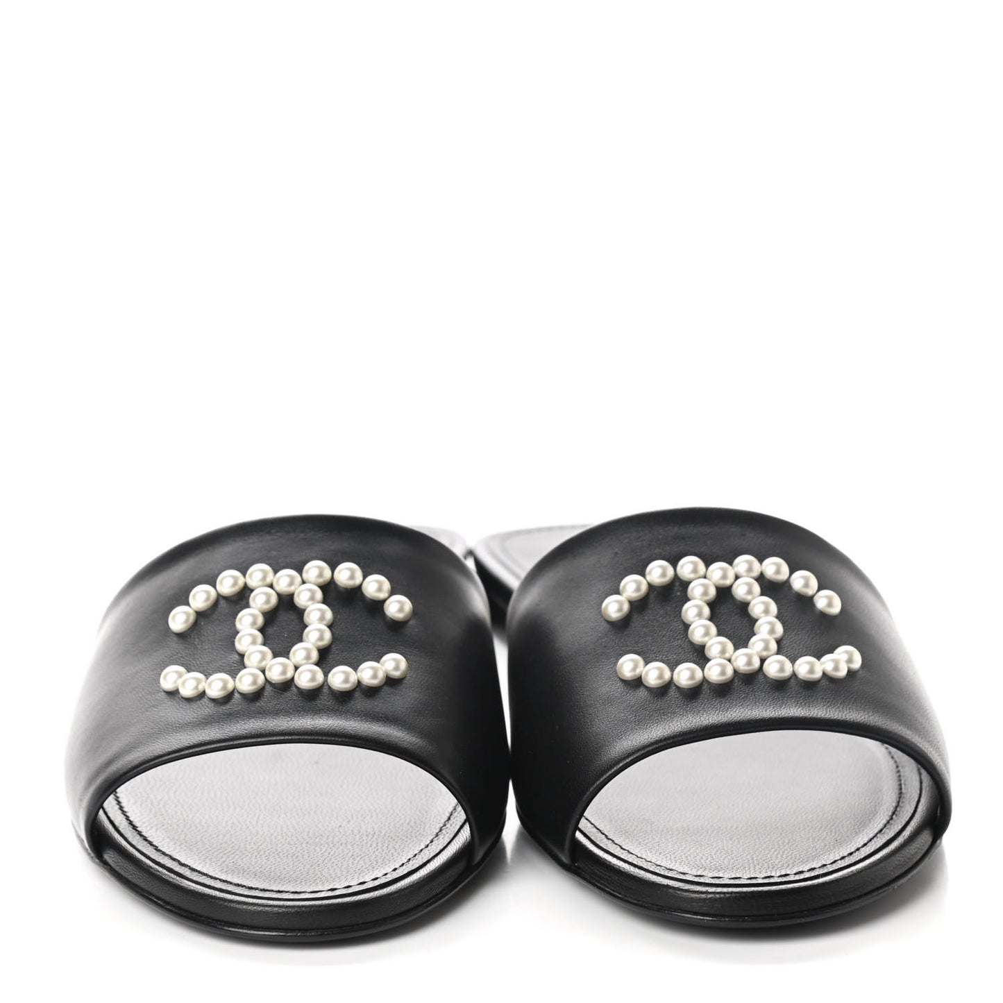 Lambskin Pearl CC Sandals 40 Black