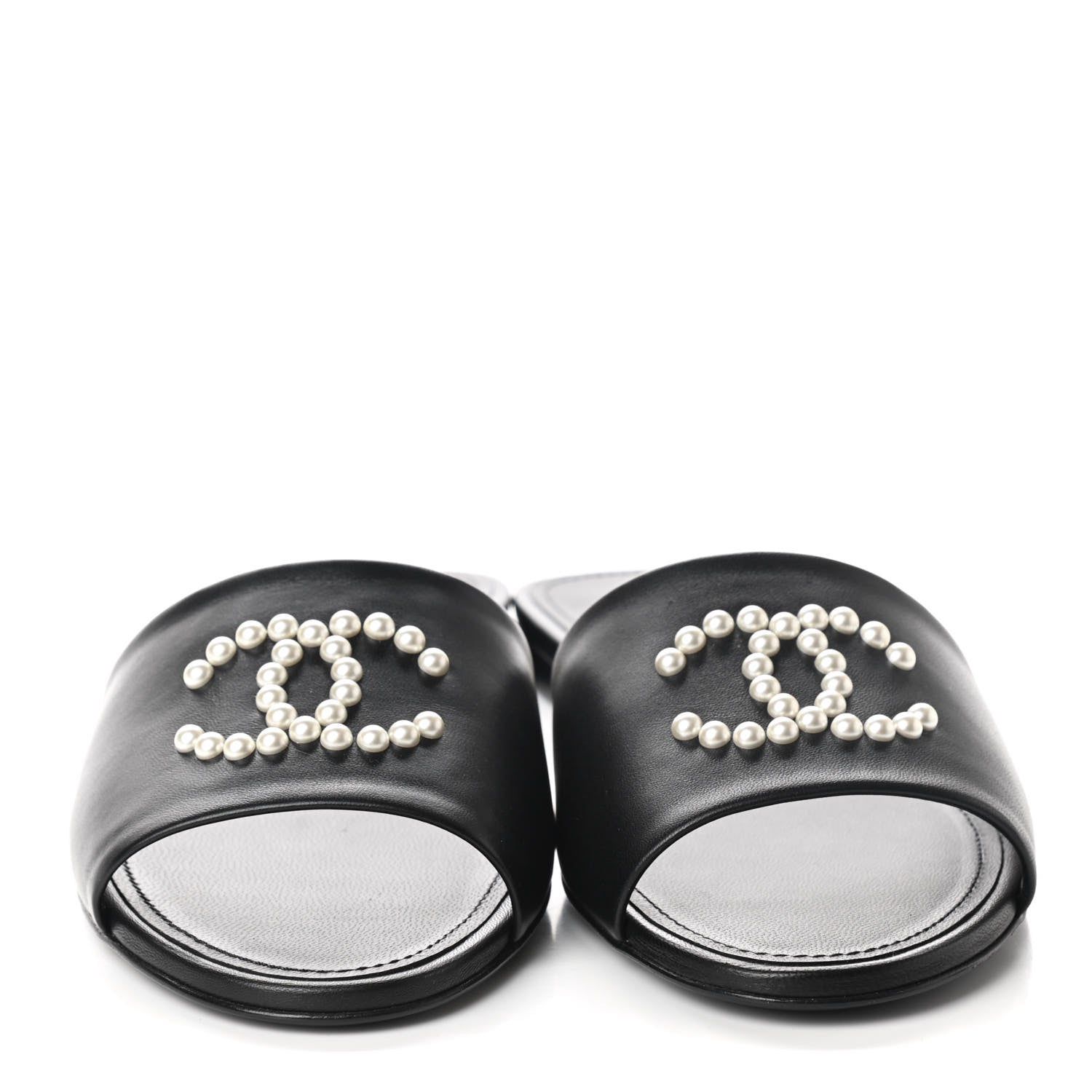 Chanel Lambskin Pearl CC Sandals 40 Black 2 of 9