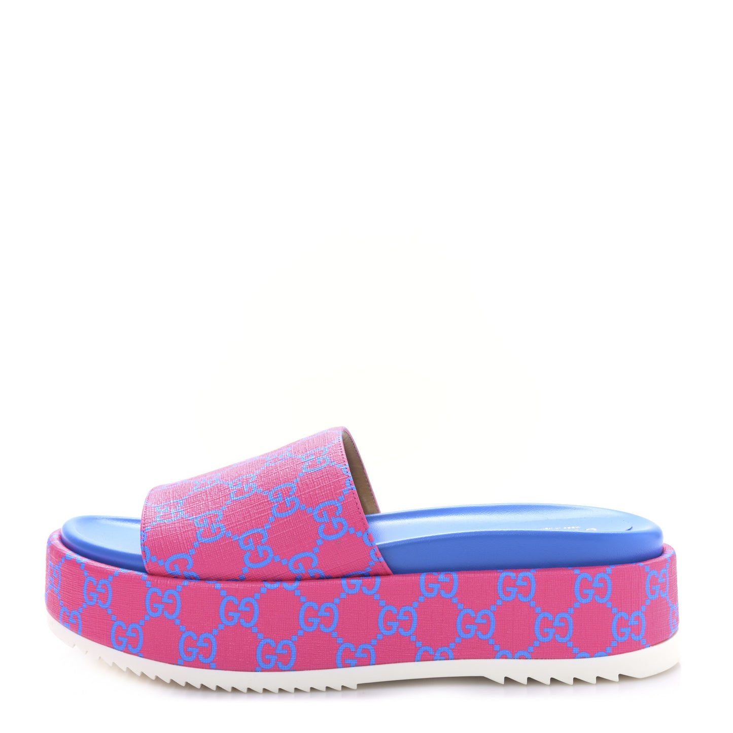 GG Supreme Joy Monogram Angelina Platform Slide Sandals 39.5 Fuxia Blue