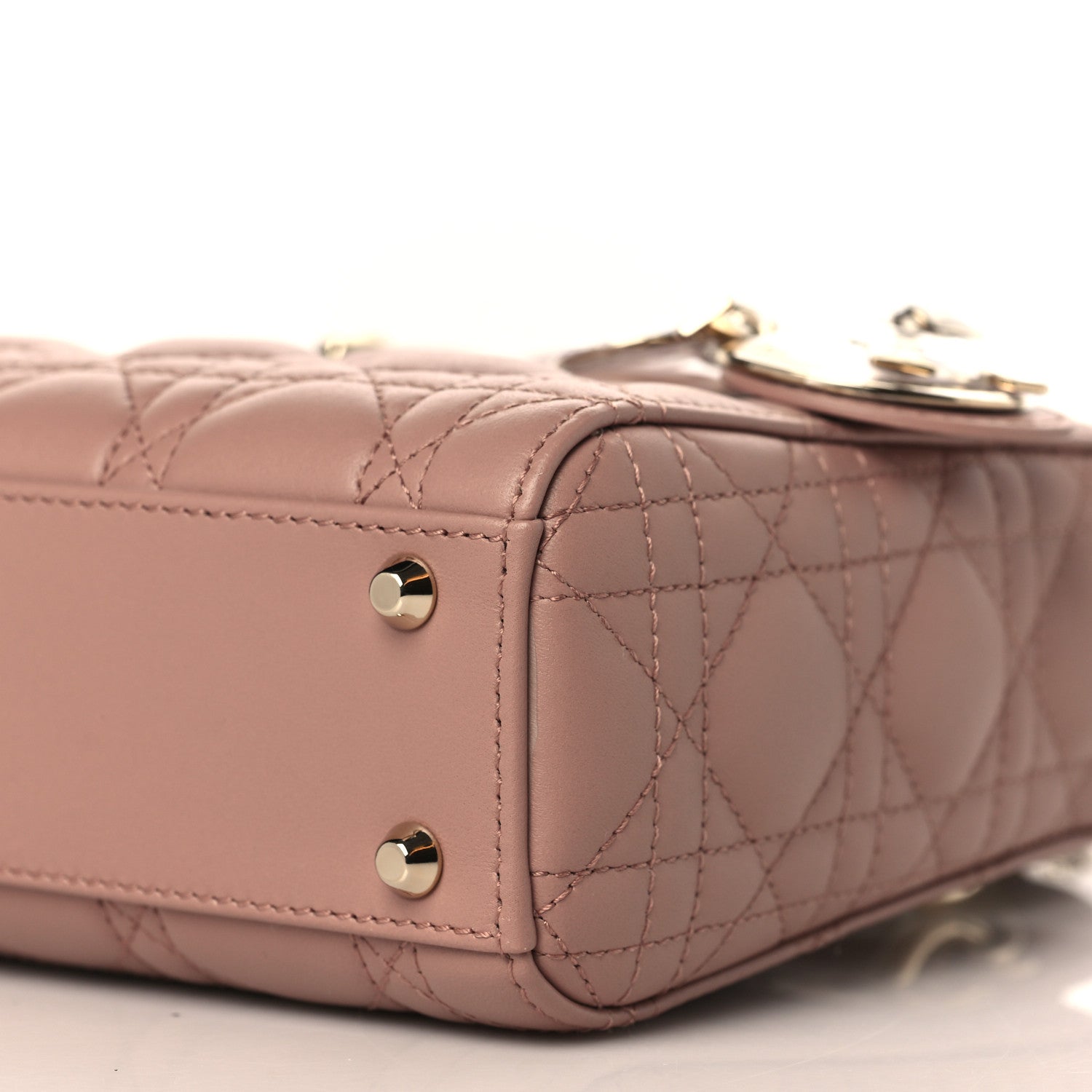 Christian Dior Lambskin Cannage Mini Lady Dior Rose De Vents 9 of 10