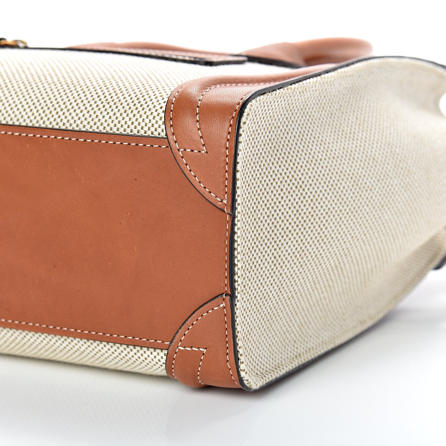 Celine Textile Smooth Calfskin Nano Luggage Tan White 10 of 16