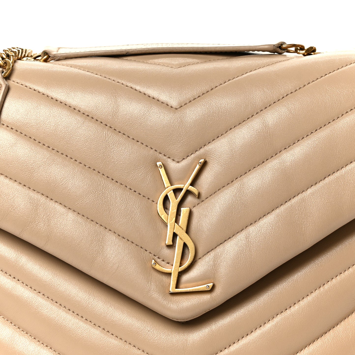 Calfskin Y Quilted Monogram Medium Loulou Chain Satchel Dark Beige