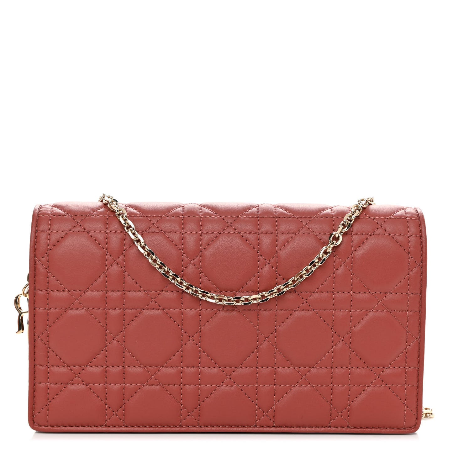 Lambskin Cannage Lady Dior Pouch Rust