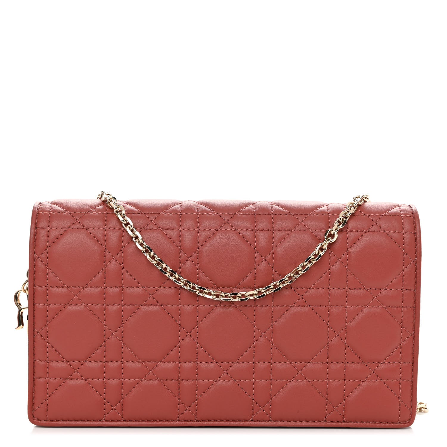 Christian Dior Lambskin Cannage Lady Dior Pouch Rust 3 of 10