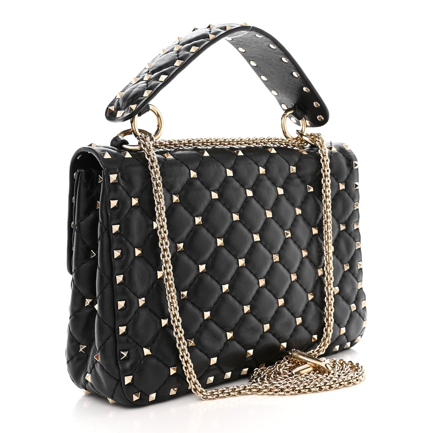 Valentino Garavani Lambskin Medium Rockstud Spike Shoulder Bag Black 3 of 11