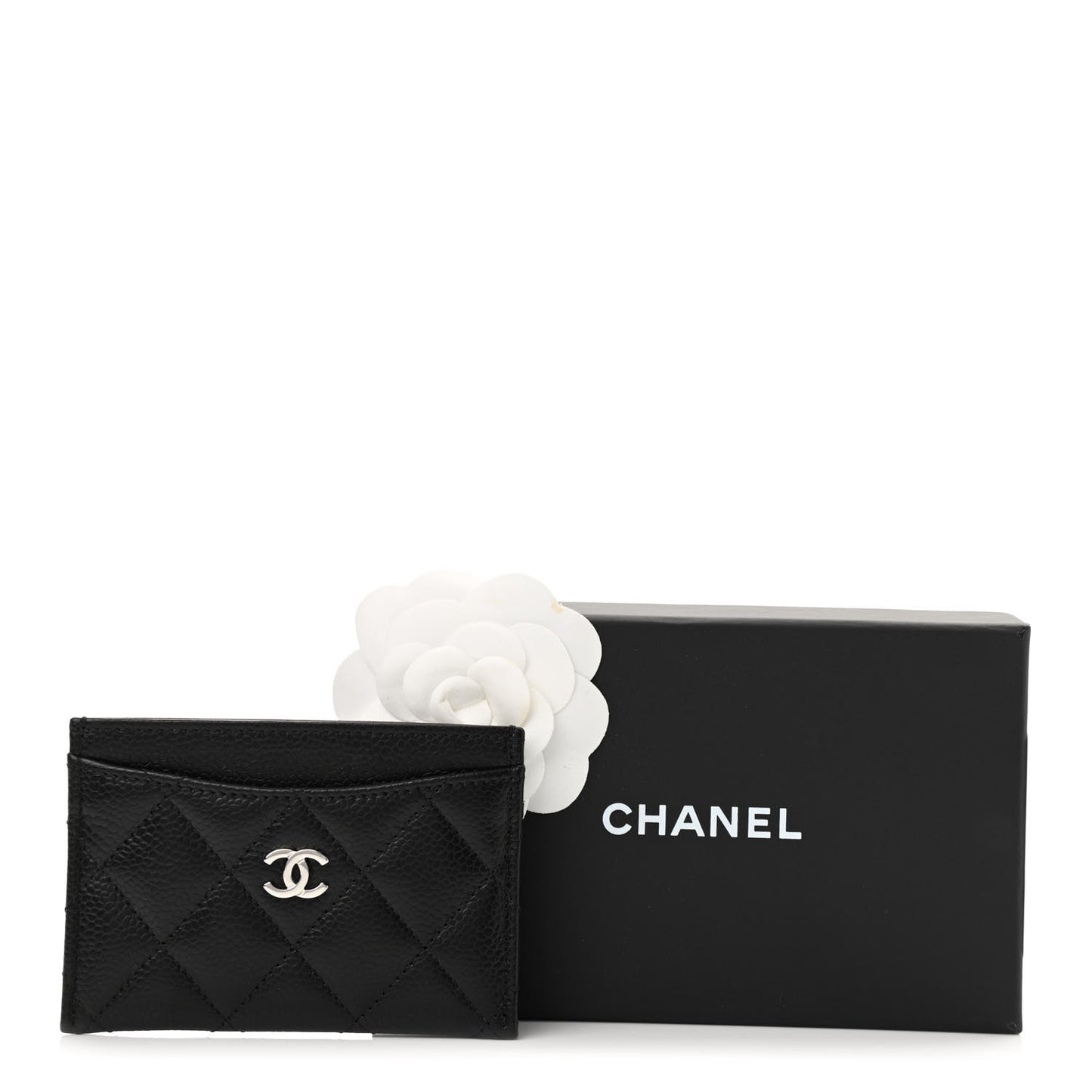 Caviar Quilted Card Holder Black