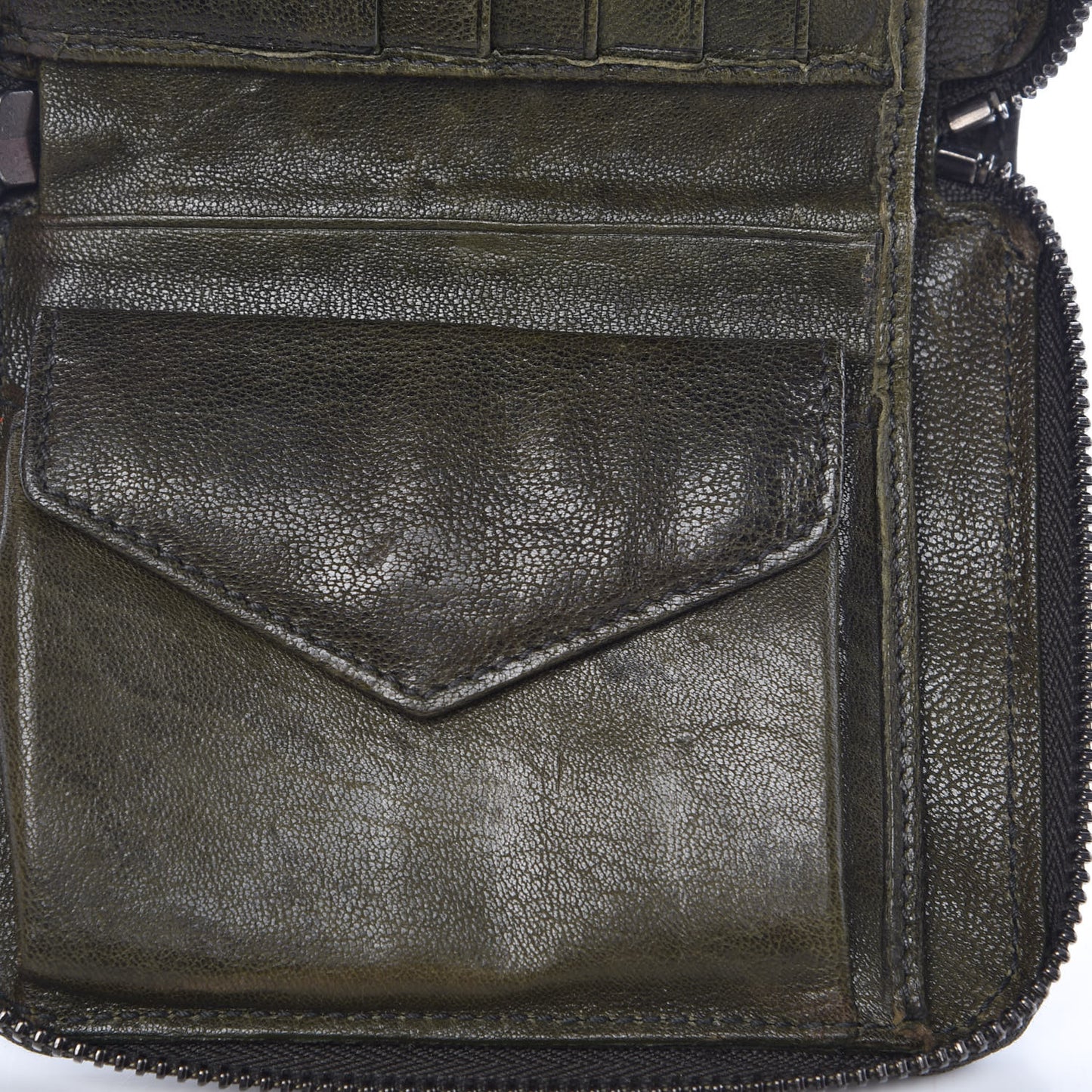 Lambskin Small PS1 Zip Wallet Military