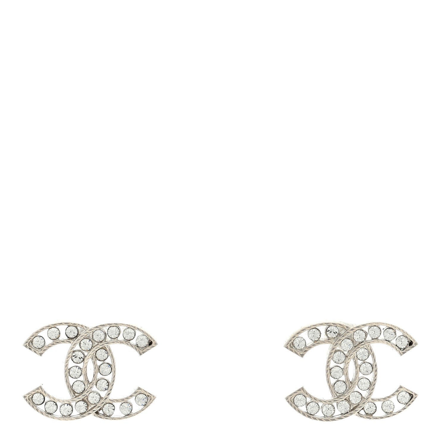 Chanel Crystal CC Earrings Silver 1 of 4