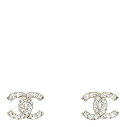 Chanel Crystal CC Earrings Silver 1 of 4