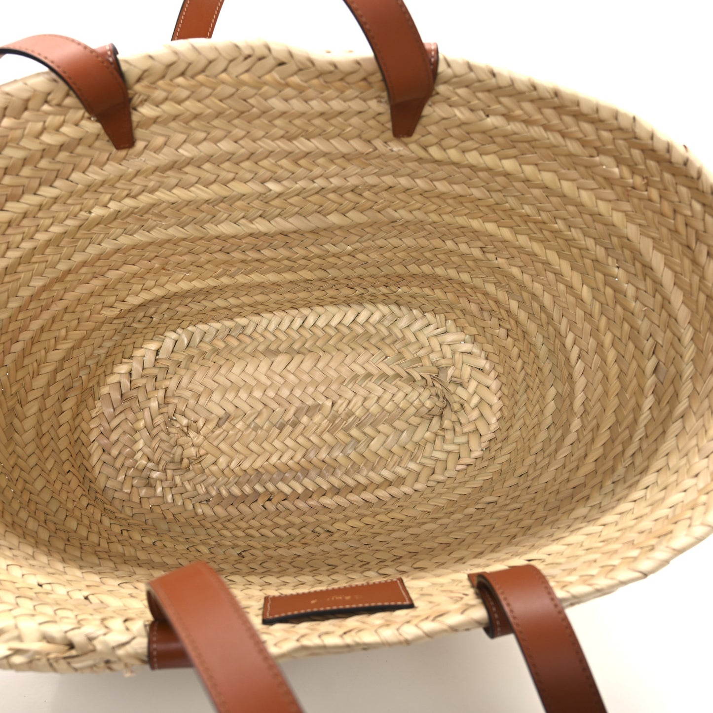 Raffia Calfskin Triomphe Medium Panier Tan