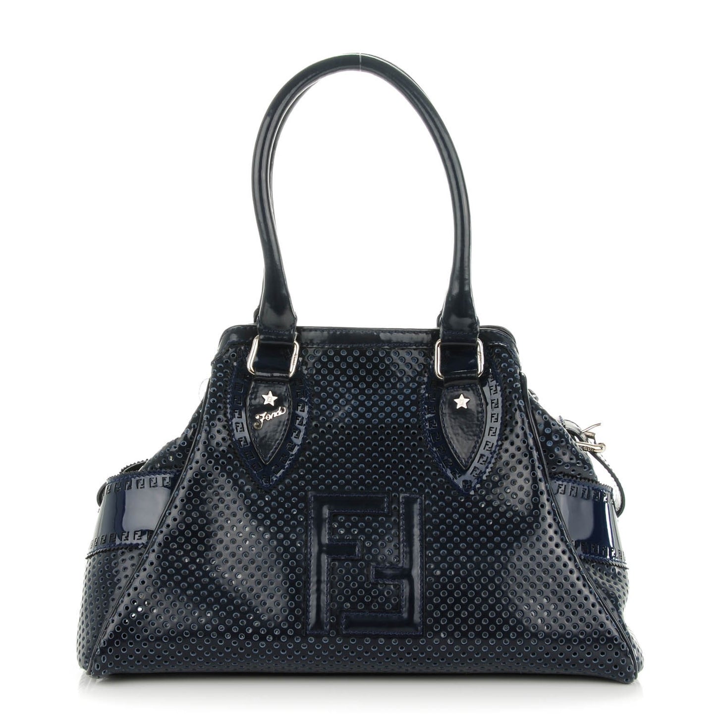 Nappa Patent Bag De Jour Perforated Tote Navy