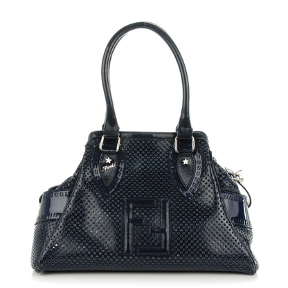 Fendi Nappa Patent Bag De Jour Perforated Tote Navy 1 of 6