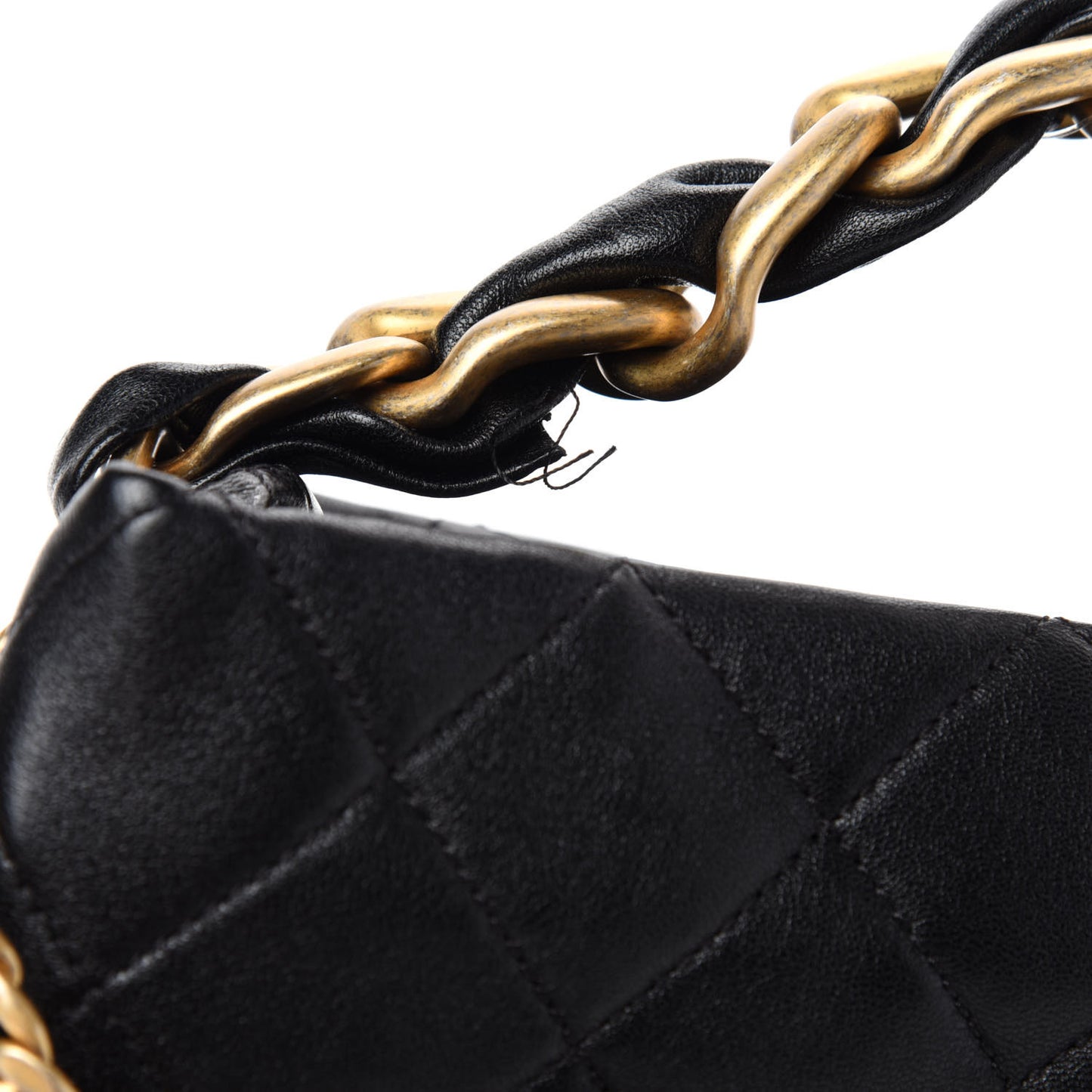 Shiny Lambskin Quilted Small Chain Is More Drawstring Bag Black