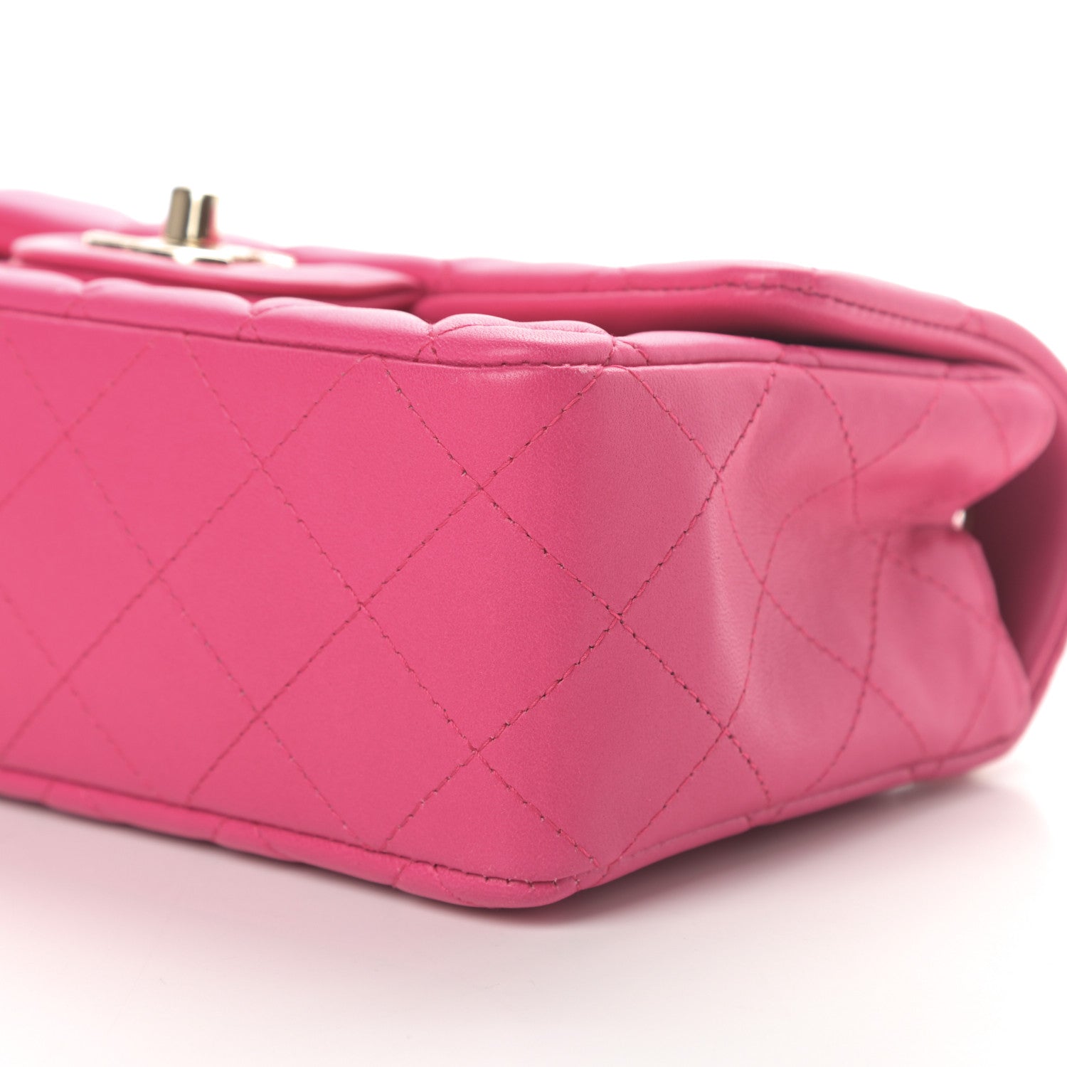 Chanel Lambskin Quilted Mini Rectangular Flap Dark Pink 10 of 14