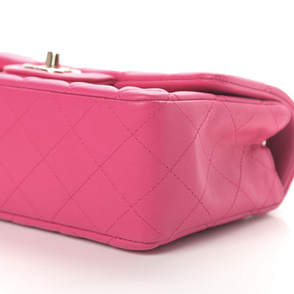 Chanel Lambskin Quilted Mini Rectangular Flap Dark Pink 10 of 14