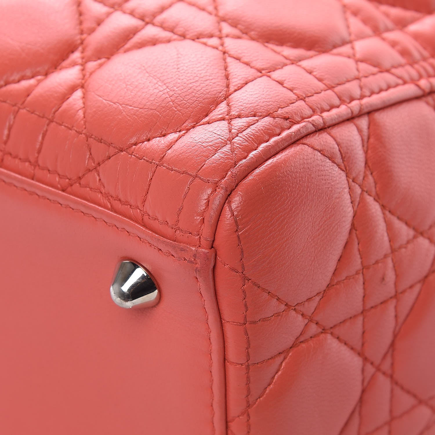 Christian Dior Lambskin Cannage Large Lady Dior Coral 12 of 15