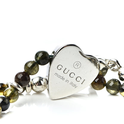 Gucci Sterling Silver Green Tourmaline Bead Heart Bracelet 5 of 5