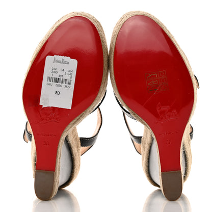 Christian Louboutin Calfskin Rope Zero Problem 140 Espadrille Wedges 38 Black 5 of 8