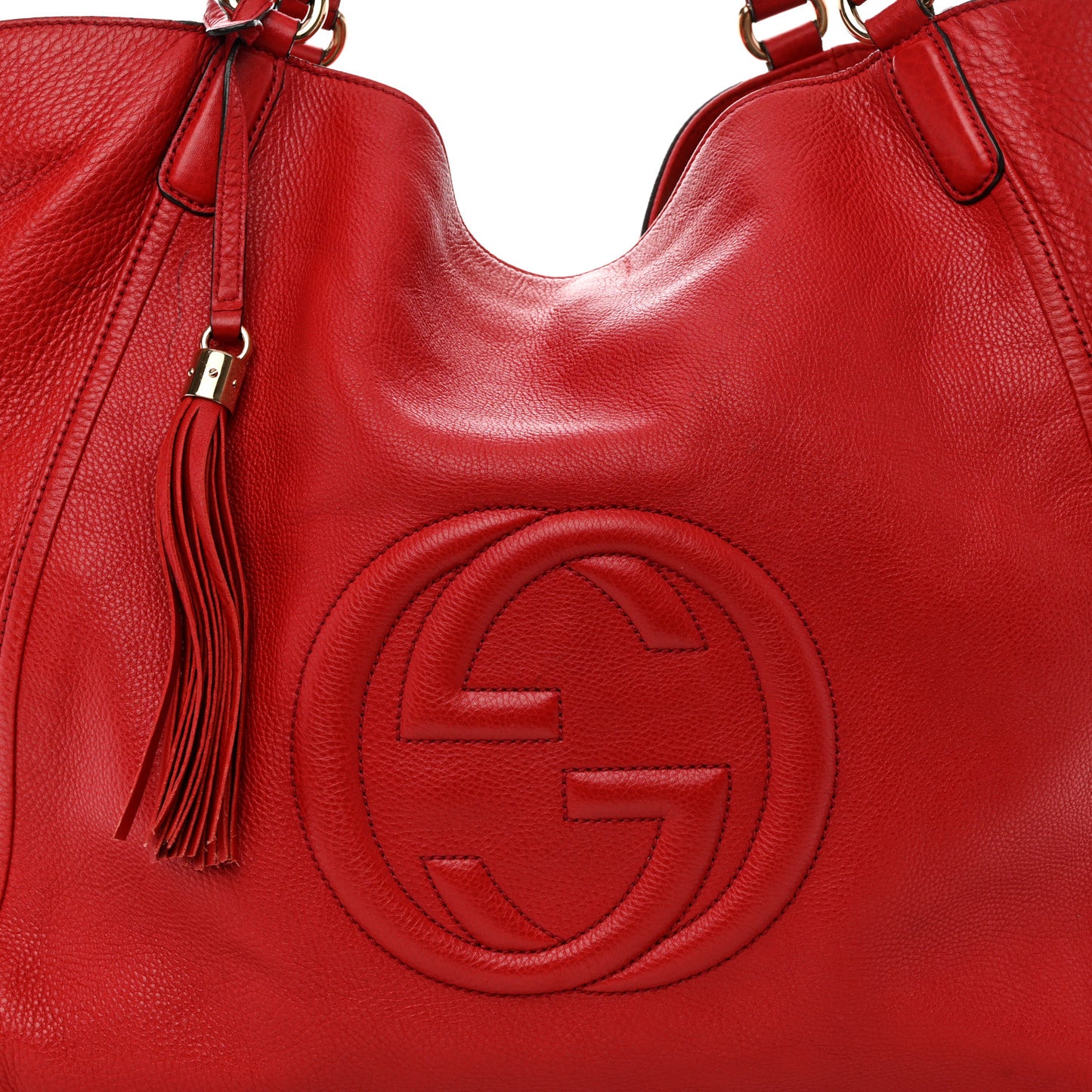 Pebbled Calfskin Large Soho Shoulder Bag Red Red
