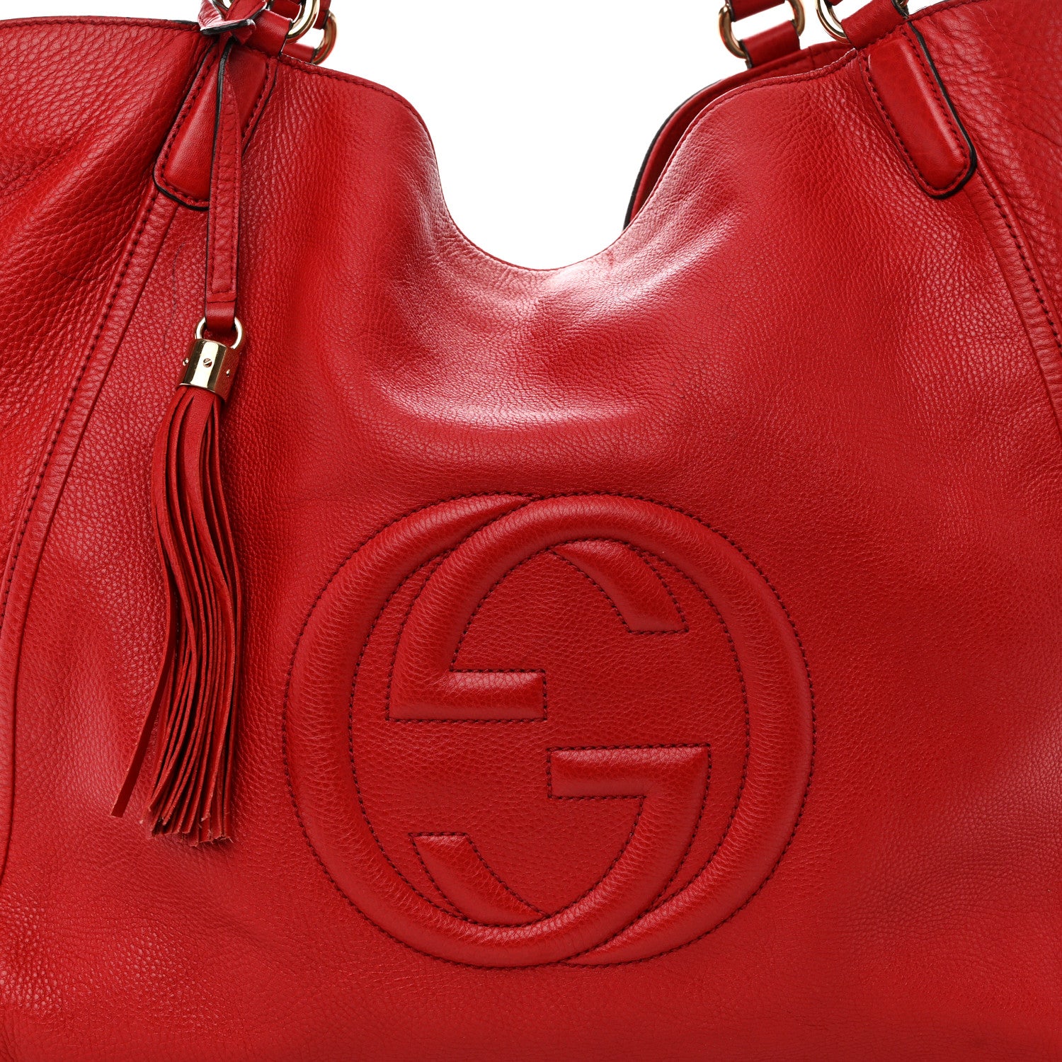 Gucci Pebbled Calfskin Large Soho Shoulder Bag Red Red 8 of 17