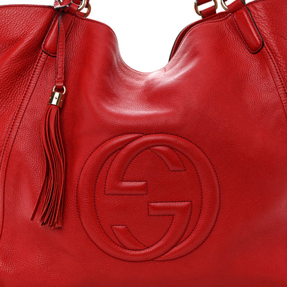 Gucci Pebbled Calfskin Large Soho Shoulder Bag Red Red 8 of 17