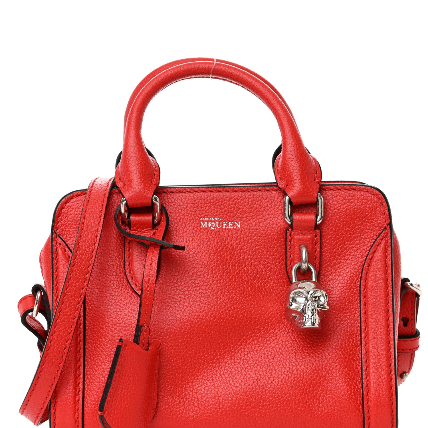 Alexander McQueen Pebbled Calfskin Mini Padlock Tote Red 8 of 12