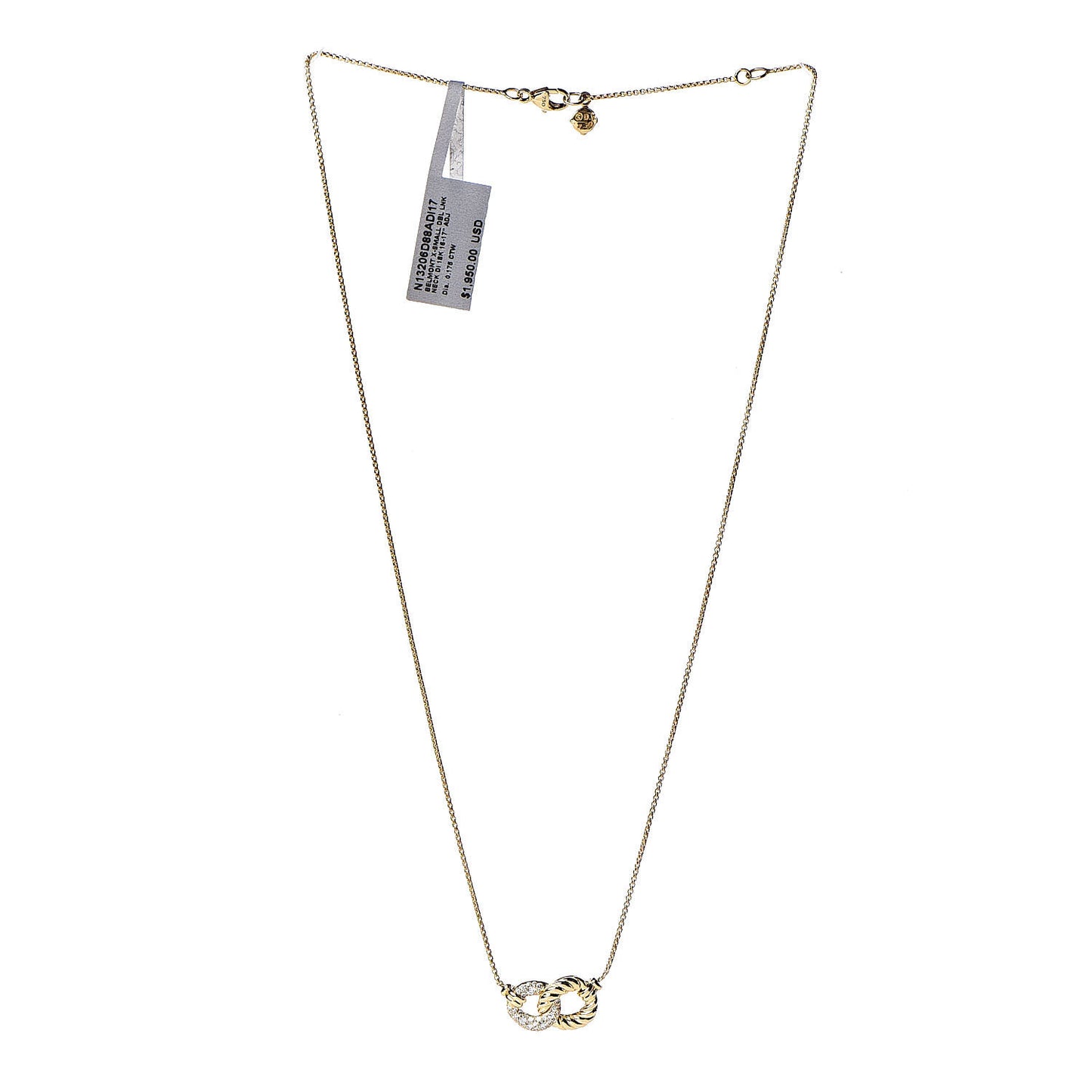 18K Yellow Gold Diamond Pave Extra-Small Belmont Pendant Necklace
