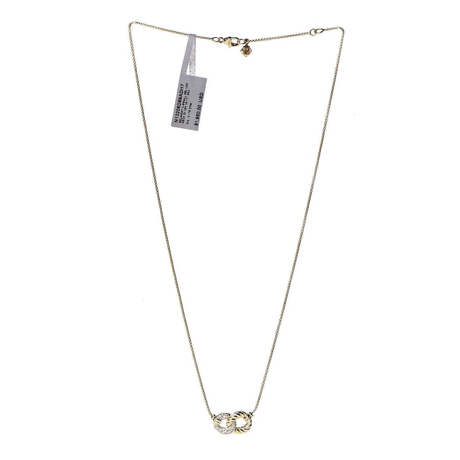 David Yurman 18K Yellow Gold Diamond Pave Extra-Small Belmont Pendant Necklace 3 of 7